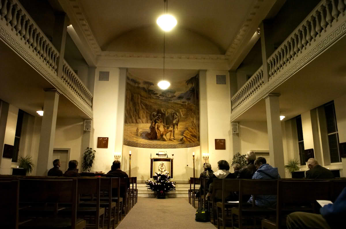 Interior of Unitarernes Hus, Copenhagen — the festival venue.